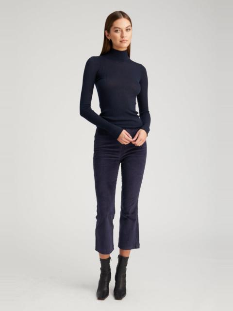 SPRWMN NAVY CORDUROY CROP FLARE PANTS
