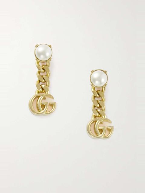 Gold-tone and faux pearl earrings