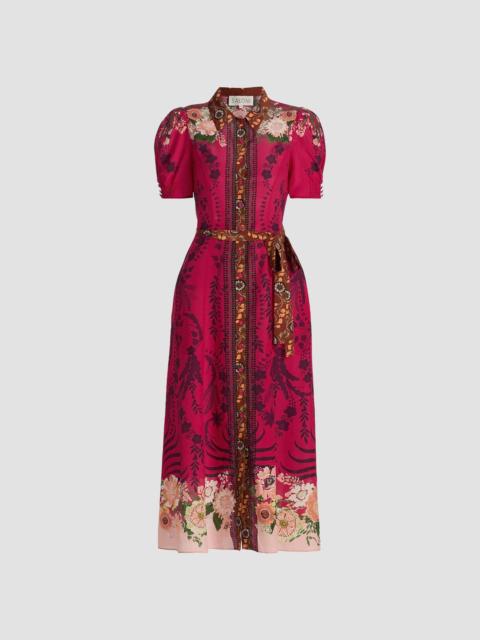 SALONI Women's Vanessa Belted Midi Shirtdress - Aster Border Placement