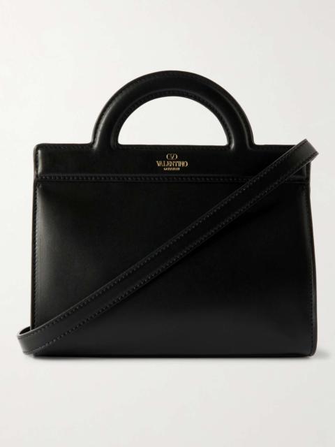Valentino Mini Logo-Print Leather Messenger Bag