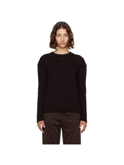 courrèges Brown Merino Wool Crewneck Sweater