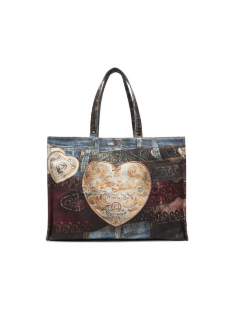 Acne Studios denim-patch heart tote bag