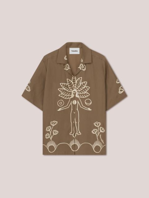 Nanushka BODIL - Emboidered club shirt - Fossil brown