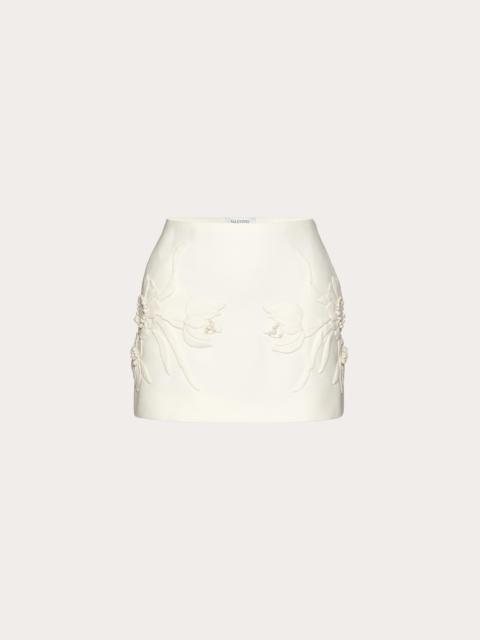 EMBROIDERED CREPE COUTURE MINISKIRT