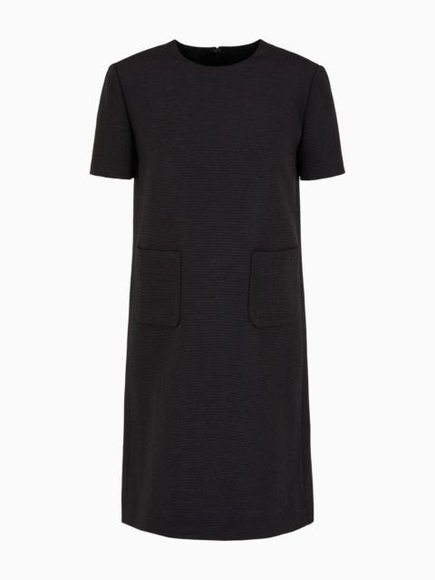 EMPORIO ARMANI Short-sleeved tunic dress in technical faille