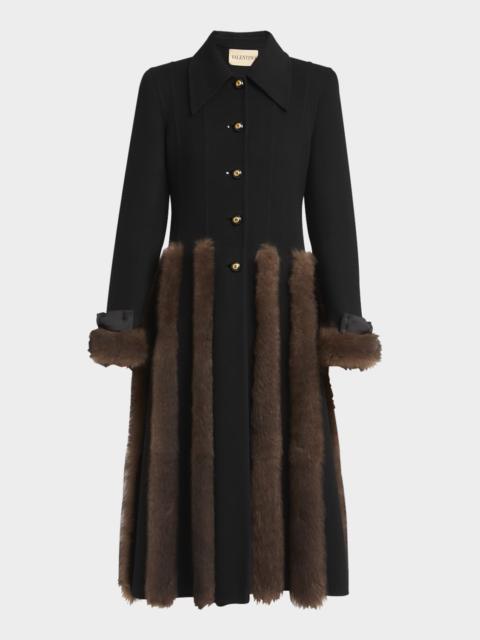 Valentino Sheep Shearling-Trim Cashmere Coat