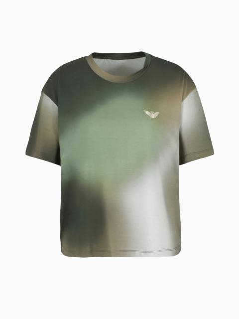 Emporio Armani Sustainability Values Capsule Collection organic jersey T-shirt with camouflage print