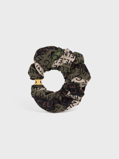 CELINE Scrunchy Celine Camouflage Celine Bracelet in Brass with Gold Finish and Khaki Silk