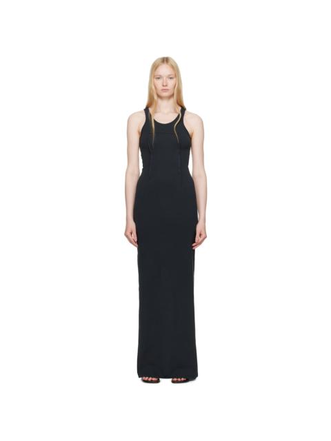 MM6 Maison Margiela Black Heavy Cotton Jersey Maxi Dress