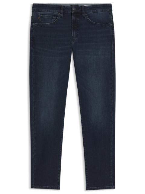 BOSS TAPERED-FIT JEANS IN DARK-BLUE SOFT-MOTION DENIM