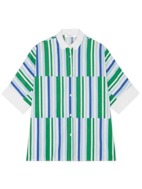 Maison Kitsuné Boxy Shirt 'Blue Green Stripes'