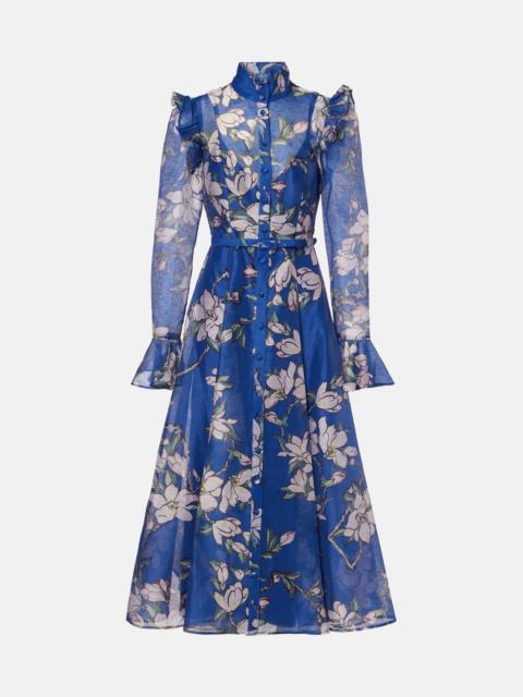 LEO LIN Katrina floral linen-blend midi dress