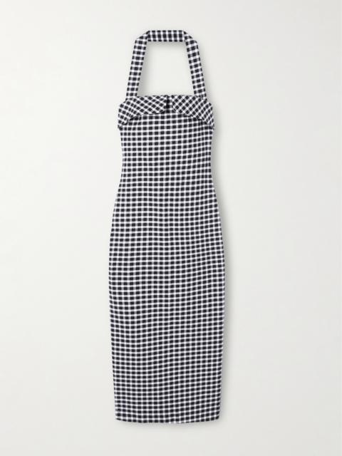 POSSE Chiara Checked Cotton-blend Halterneck Midi Dress