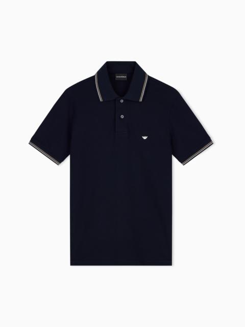 EMPORIO ARMANI SLIM-FIT STRETCH PIQUÉ POLO SHIRT WITH MICRO EAGLE