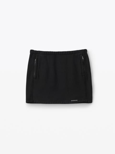 Alexander Wang mini skirt in classic cotton terry with logo waistband
