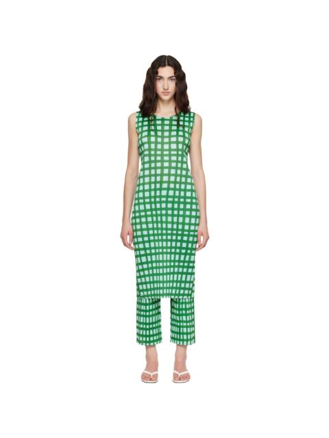 Pleats Please Issey Miyake Green Basket Midi Dress