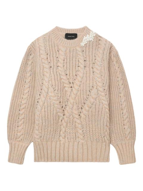Simone Rocha pearl-embellished cable-knit sweater