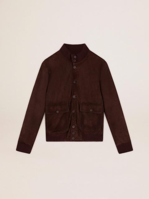 Golden Collection flight jacket in dark brown suede