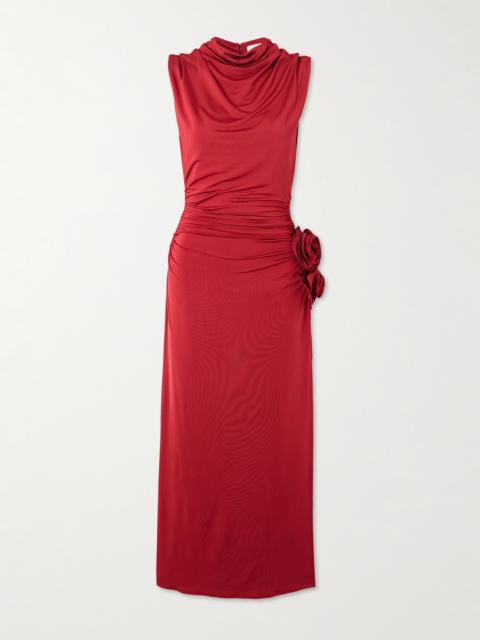 MAGDA BUTRYM Appliquéd Draped Stretch-jersey Midi Dress