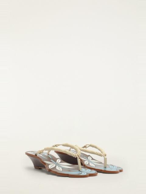 FARM RIO Brown Palm Tree Cutwork Wedge Sandal