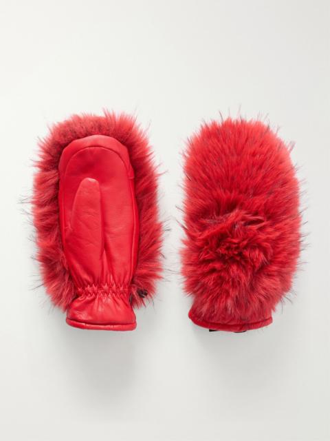 GOLDBERGH Hill plush-trimmed padded leather ski gloves Red
