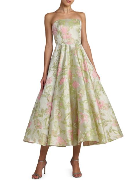 MAC DUGGAL Women's Floral Brocade Strapless A-Line Cocktail Dress - Sage Multi