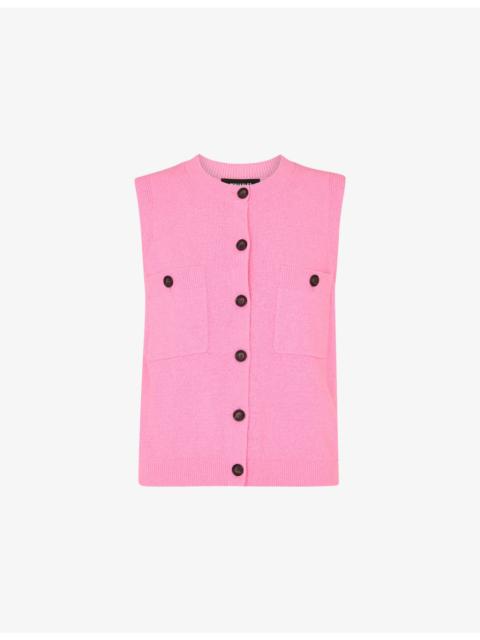 WHISTLES Round-Neck Button-Down Textured Cotton-Blend Tank