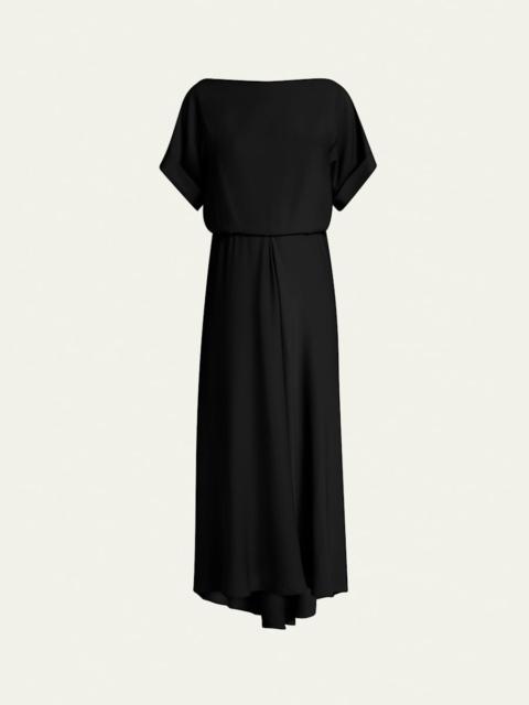 GIORGIO ARMANI High-Low Boatneck Silk Dress