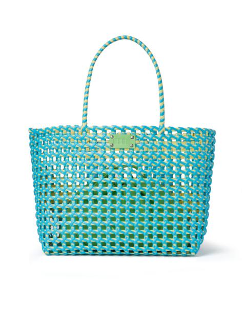 Large woven tote bag with logo