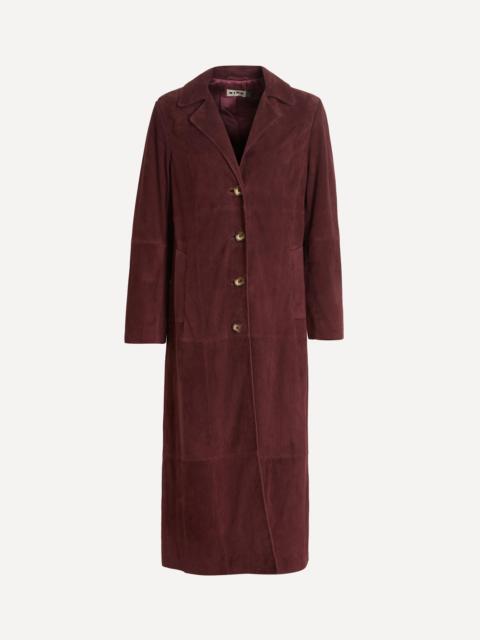 RIXO Astraea Maroon Suede Coat