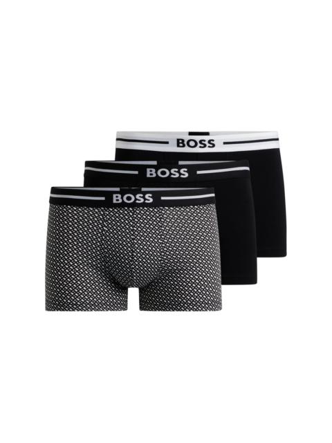 BOSS THREE-PACK OF STRETCH-COTTON TRUNKS WITH LOGO WAISTBANDS