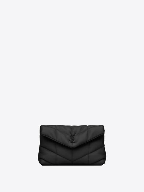SAINT LAURENT puffer small pouch in quilted lambskin