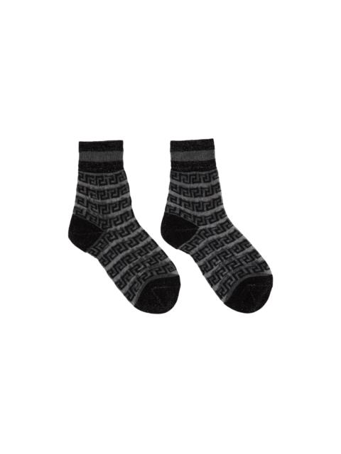 VERSACE Black Greca Sheer Socks