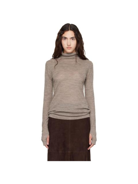 LAUREN MANOOGIAN Gray Fine Funnel Turtleneck