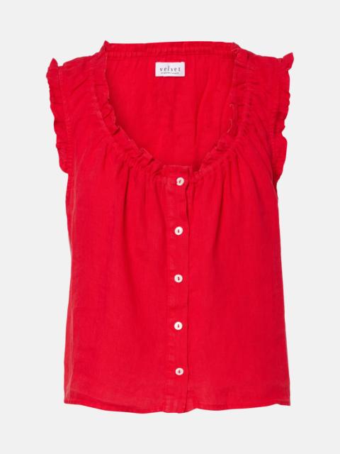velvet Tana ruffled linen top