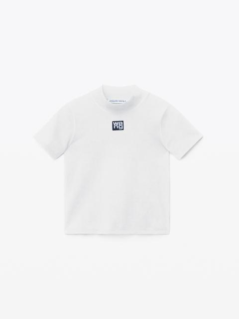 Alexander Wang LOGO PATCH MOCK NECK TOP IN BODYCON KNIT