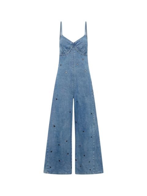 ONE TEASPOON Brigitte Wide Leg Cami Denim Jumpsuit - Blue Rapture