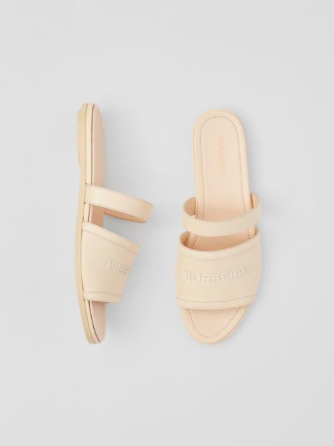 Burberry Logo Print Leather Sandals
