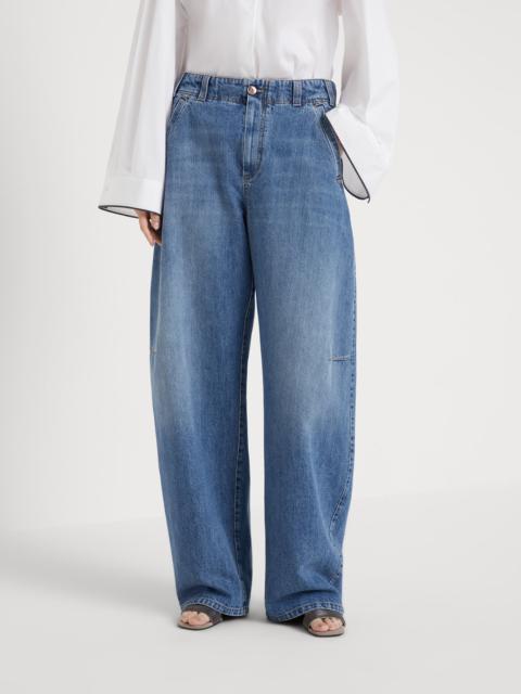 Authentic denim curved trousers