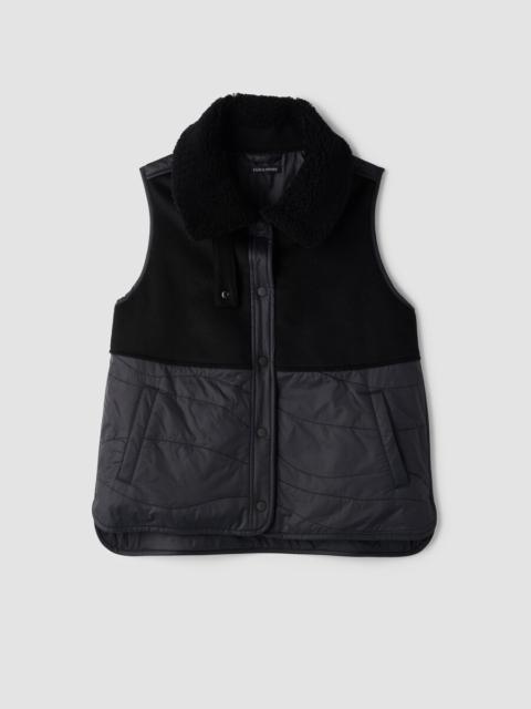 EILEEN FISHER Eggshell Recycled Nylon Classic Collar Vest
