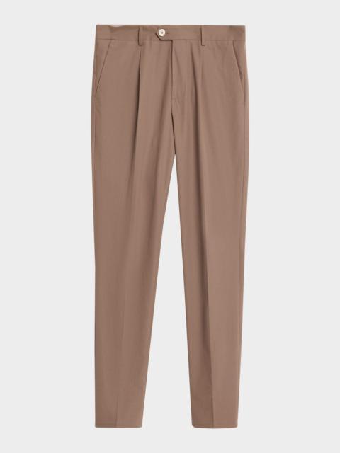 Brunello Cucinelli Men's Cotton Classic-Fit Pleated Pants