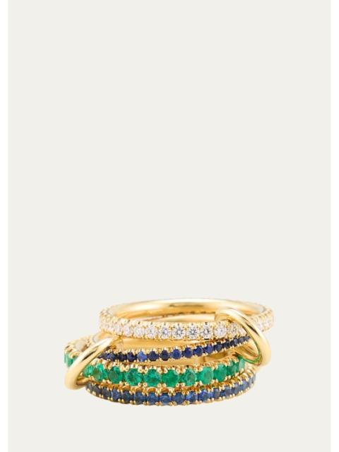 Spinelli Kilcollin 18K Custom 4-Band Ring with Diamonds, Emeralds, and Sapphires