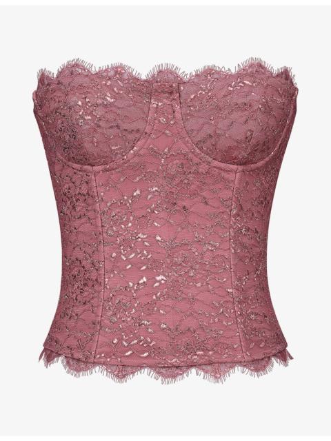 House of CB Alexia Strapless Floral-Lace Corset Top