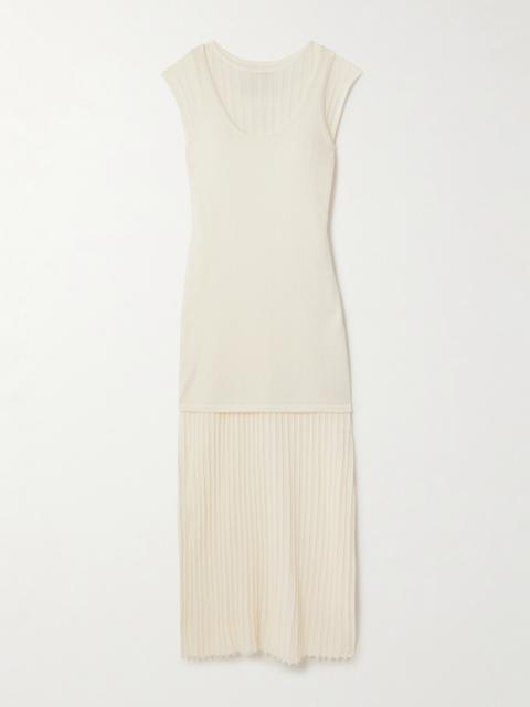 Loulou de Saison Ada Layered Ribbed Cotton-blend Midi Dress