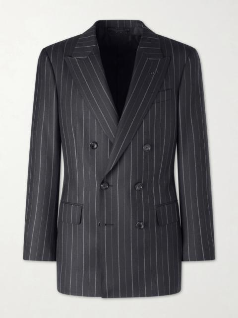 TOM FORD Atticus Slim-Fit Double-Breasted Striped Wool-Twill Suit Jacket