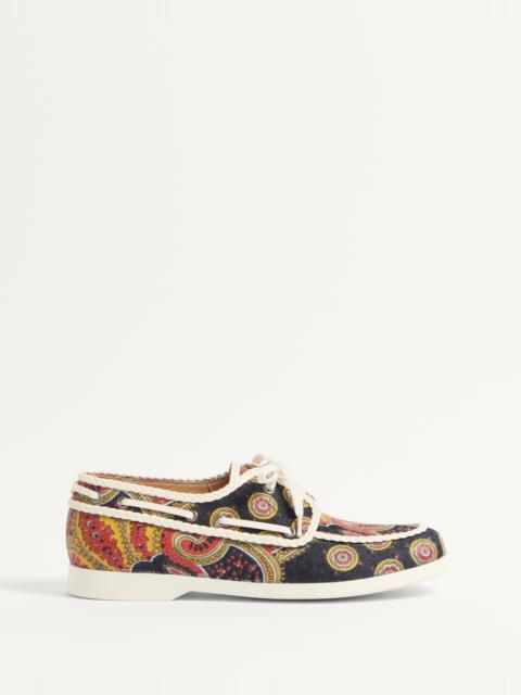 PALM AVENUE BOAT SHOE IN VOYAGE IMAGINAIRE DENIM FABRIC AND NAPPA