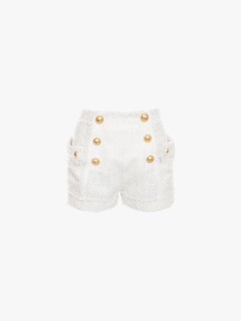 Balmain High waist double-buttoned tweed shorts