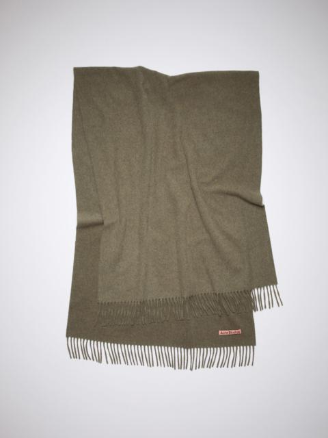 Fringe wool scarf - oversized - Light olive melange