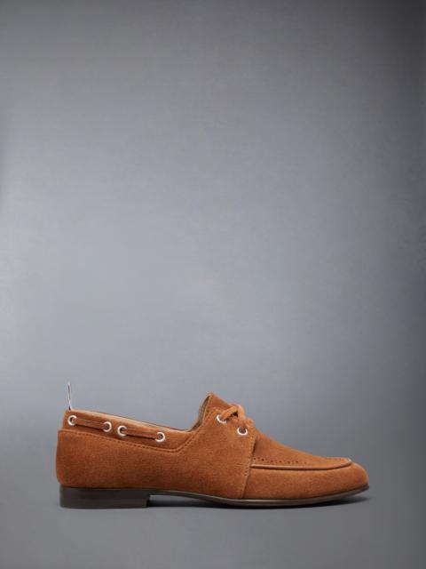 Thom Browne SUEDE FLEX LEATHER SOLE BOAT SHOE