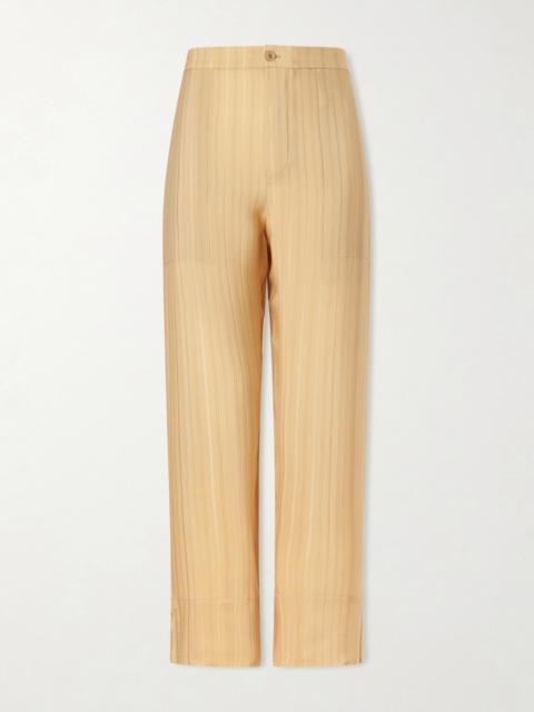 SAINT LAURENT Striped Silk Straight-leg Pants